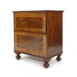 A William IV mahogany and crossbanded commode on bun feet, w. 64 cm CONDITION REPORT: Wear