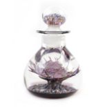 Peter Holmes for Caithness, a clear and multicoloured glass scent bottle and stopper, h. 14 cm