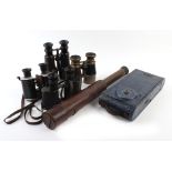 A 20th century three-drawer brass and leather telescope by Broadhurst, Clarkson & Co. of London, a