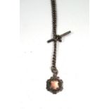 A silver Albert watch chain with t-bar,