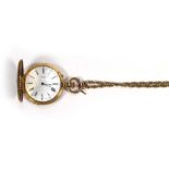 A yellow metal full hunter fob watch by Henry Capt, Geneve, the white enamel dial with black Roman