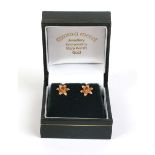 A pair of 9ct yellow Welsh gold stud earrings, each in the form of a daffodil, 1.