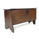 A 17th century oak and chamfered six-plank coffer, l. 98 cm CONDITION REPORT: Structurally sound,