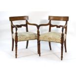 A pair of 19th century mahogany and upholstered carver armchairs CONDITION REPORT: Tired but