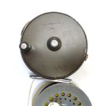 A Hardy Perfect 3 5/8th" trout fly reel with spare spool and a black vinyl case CONDITION REPORT: