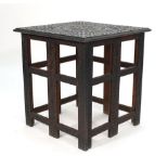 An Anglo-Indian carved hardwood folding table of square form, w. 53 cm CONDITION REPORT: Some