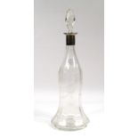 An Edwardian etched glass decanter and stopper with silver collar, Mark Willis & Son, Sheffield