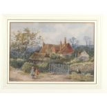 Hill Anderson (exh. 1880-1895),
'At the Garden Gate',
signed,
watercolour,
16.5 x 23.5 cm