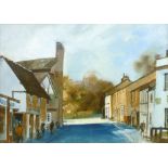 Philip Emms,
'Old Welwyn High Street', 
signed,
watercolour,
28.5 x 20 cm
 CONDITION REPORT: F/G,