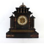 A 19th century mantle clock, the enamelled and brass face with Arabic numerals and marked 'Taylor,