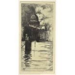 Louis Thomson,
'St Pauls from the river',
signed and inscribed,
etching,
30 x 14.5 cm CONDITION