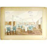 Frank A. Martini (20th century), 'The Cabin Class Dining Saloon' in Reina Del Mar, watercolour