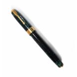 A Parker fountain pen, the green plastic body with 9ct gold mounts CONDITION REPORT: Working order