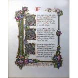 Illuminated Calligraphy : Framed and glazed original hand-crafted presentation of the  poem 'If' by