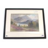 Edith A. Stock (1880-1929),
A view of a highland loch,
signed,
watercolour, 
23.5 x 34.5 cm