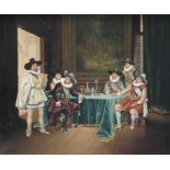 E.. Michel after Edgar Bundy,
Cavalier's at a card game,
signed with a monogram, 
oil on canvas,