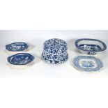 A Victorian transfer printed cheese dish and cover,