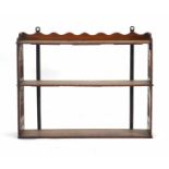 A late 19th century Gothic Revival oak three tier hanging wall shelf, l. 68 cm CONDITION REPORT: