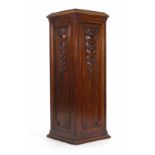 A Victorian rosewood jardiniere of square canted form with circular sunflower motifs, h. 101 cm