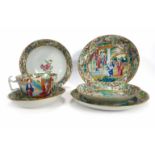 A group of late 19th/early 20th century Cantonese porcelain decorated with figures, birds and