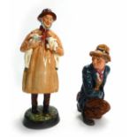 Two Royal Doulton figures 'Lambing Time', h. 24 cm, and 'The Poacher', h. 16 cm CONDITION REPORT: No