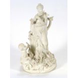 A Parianware figural group in the form of female flute player and cherubs, h. 24 cm  CONDITION