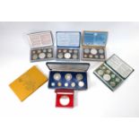 Six proof coin sets including New Zealand, the Philippines and Yemen, together with a Tokelau