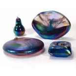 J. Ditchfield for Glasform, a group of four iridescent glass paperweights in the form of lily