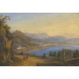 18th Century Italian School,
A view of Salerno,
oil on board,
21.5 x 29 cm CONDITION REPORT: Framed,