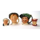 A group of Royal Doulton character jugs- 'Jarge', 'The Lawyer' and two others- together with a