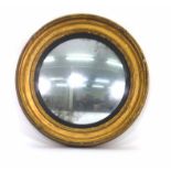 A 19th century porthole wall mirror, the circular convex plate within a gilt plaster raised, d. 78