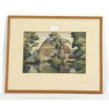 George E. Mackley (1900-1983),
A view of a Cambridgeshire mill,
watercolour,
signed in pencil,
23