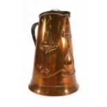 An Art Nouveau copper jug by J.S & S, h. 19 cm CONDITION REPORT: One or two small knocks,