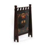 A Commercial Arts & Crafts oak and needlework fire screen, h. 82 cm CONDITION REPORT: Structurally
