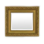 A 19th century-style wall mirror, the rectangular plate within a gilt plaster and gesso frame, 65