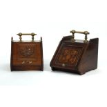 A Victorian rosewood, strung, inlaid and brass mounted coal scuttle,