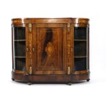 An early Victorian rosewood, strung, inlaid and gilt metal mounted sideboard of D-shaped outline