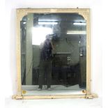 A Victorian overmantle mirror, the rectangular plate within a painted and moulded frame, 135 x 132