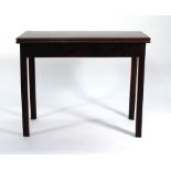 A George III mahogany tea table on square straight reeded legs, w. 92 cm CONDITION REPORT: