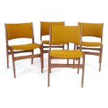 A set of four Danish teak and upholstered dining chairs, in the manner of Erik Buch CONDITION