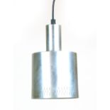 A 1970's aluminium cylindrical ceiling light together with a moulded glass and brass ceiling light