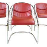 Gordon Guillaumier for Minotti, a set of four 'Cortina' aluminium tubular armchairs with red leather