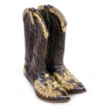 A pair of 1980's fashion boots by Sendra CONDITION REPORT: Worn, some stitching frayed, size 9 1/