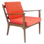 Ole Wanscher for P. Jeppesen, a stained teak armchair with loose cushions  CONDITION REPORT: Split