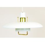 A 1970's white and brass coloured three tier ceiling light  CONDITION REPORT: Some losses to paint