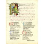 An illuminated text,
34.5 x 25 cm CONDITION REPORT: Fair