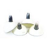 A set of four CCCP white enamelled half spherical ceiling lights with angled shafts CONDITION