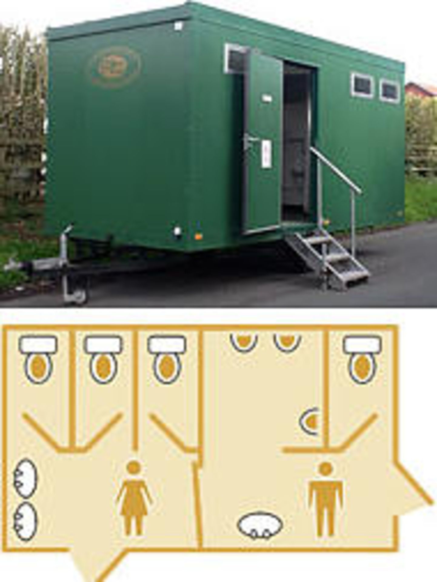 Springfield standard single axle toilet trailer 3 + 1 + urinal toilet trailer with mains connection - Image 20 of 20