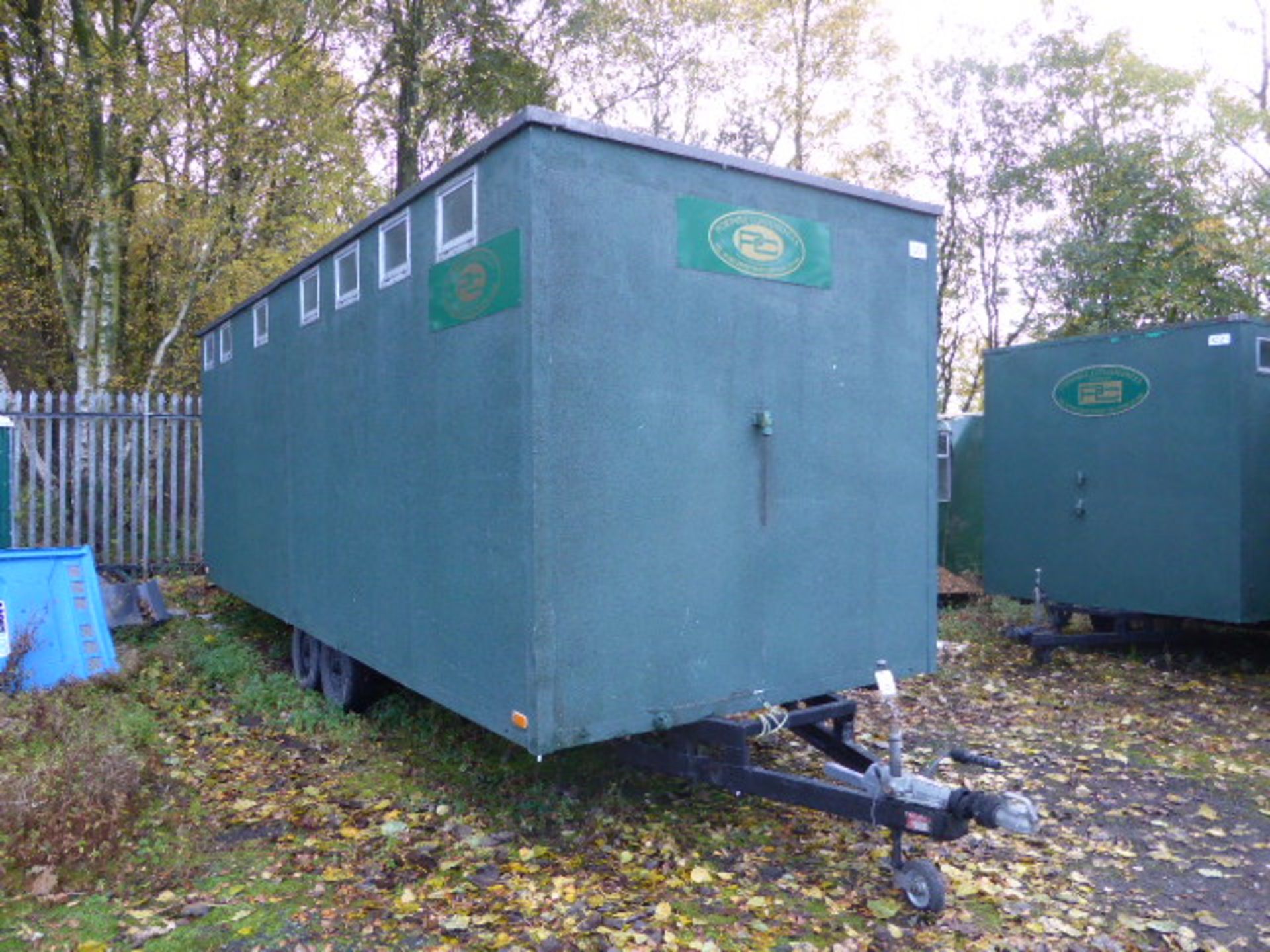 Twin axle 22ft toilet trailer with 4 + 1 + urinals in green rough cast finish (code 30) - Image 2 of 13