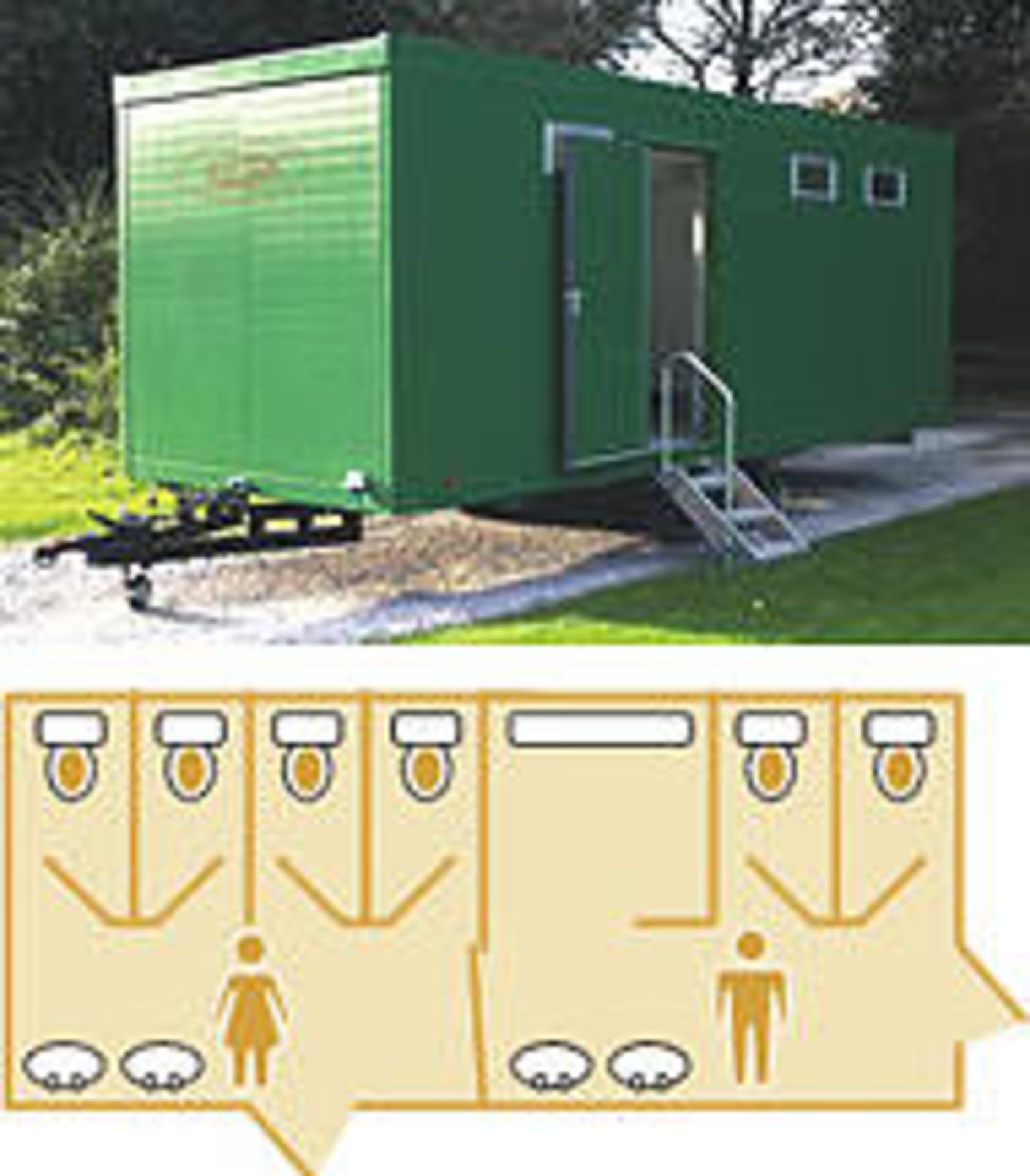 Springfield standard twin axle toilet trailer 4 + 2 + urinal toilet trailer with mains connection ( - Image 11 of 11
